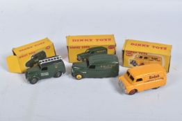 THREE BOXED DINKY TOYS VANS, Morris Z Telephone Service Van, No.261, Austin A40 'Raleigh', No.472