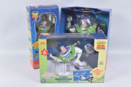 THREE BOXED TOY STORY/TOY STORY 2 BUZZ LIGHTYEAR FIGURES, Thinkway Flying Room Guard, No.70409,