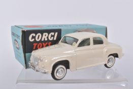 A BOXED CORGI TOYS ROVER 90 CAR, numbered 204, light grey body, flat hubs, silvered detail, added