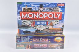 THREE BOXED HASBRO MONOPOLY SETS, to include a sealed 2006 Worcester Edition, a unsealed 1999 Parker