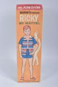 A BOXED MATTEL RICKY DOLL, No.1090, with Ricky label to right wrist, wearing blue swimming trunks