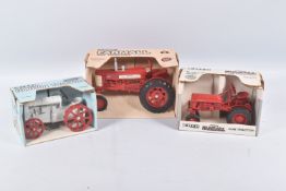 THREE BOXED DIE-CAST ERTL 1/16 SCALE AGRICULTURAL VEHICLES, the first an Antique Fordson Tractor,