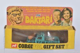 A BOXED CORGI TOYS DAKTARI GIFT SET No.7, missing Chimp but complete with all other figures and Land