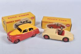 TWO BOXED DIE CAST DINKY TOYS MODEL VEHICLES, the first a Austin Healey '100' Sports car,