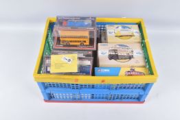 A COLLECTION OF BOXED DIECAST CORGI BUSES AND TRAMS, to include eight Classic Public Transport
