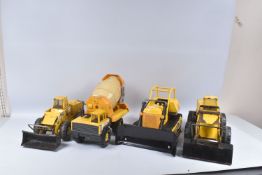 FOUR ITEMS OF MIGHTY TONKA TOYS CONSTRUCTION EQUIPMENT, Mighty Tonka Bulldozer, two articulated