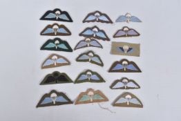 PLASTIC SLEEVE CONTAINING EIGHTEEN PARA WINGS OF VARIOUS DESIGNS AND COLOURWAYS, some are used and