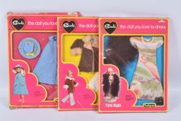THREE BOXED PEDIGREE SINDY OUTFIT SETS, the first a Autumn Days 44301, worn box and crushed, plastic