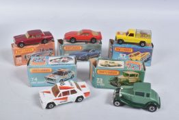 FIVE BOXED MATCHBOX SUPERFAST 75 MODEL CARS, 39 c New Rolls Royce Silver Shadow, red metallic