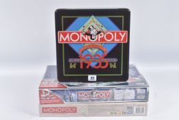 THREE BOXED HASBRO MONOPOLT SETS, to include a sealed 2014 80th Anniversary Edition 1935-2015, a
