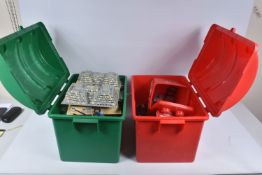 TWO LARGE PLASTIC BOXES OF LOOSE LEGO, including base plates, large amount of both built and unbuild