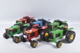 SIX TONKA TOYS TRACTORS, all in playworn condition with paint loss, surface rusting, marking and