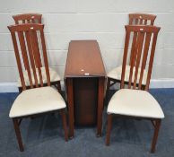 A LATE 20TH CENTURY DROP LEAF TABLE, on with a single door to one end, raised on castors, width 36cm