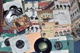A BOX OF APPROXIMATELY FORTY 45 RPM BEATLES SINGLES to include 'Hey Jude,' ' She Loves You,' '