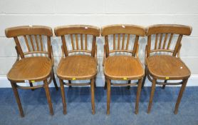 A SET OF FOUR EARLY 20TH CENTURY BENTWOOD CHAIRS, condition report: frames strong, historical marks,