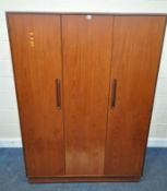 G PLAN, A MID CENTURY FRESCO TEAK WARDROBE, with one bi-fold door and a single door, width 128cm x