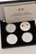 A CASED 2015 SILVER COINS OF THE WORLD COLLECTION, to include a UK Silver Britannia, a USA Silver