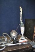 A HOOVER FREESPACE EVO VACUUM CLEANER, and a Vax steam mop with various accessories (both PAT pass