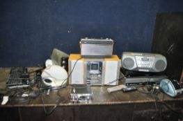 A COLLECTION OF HOUSEHOLD ELECTRICALS, including a Panasonic Blu Ray player with remote, a Toshiba