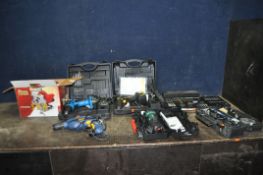 A SELECTION OF POWER TOOLS including a Power Devil circular saw in original box, a Power Craft