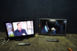 TWO HITACHI TV/DVD COMBIs WITH REMOTES comprising of a 24HXJ15U 24in (no stand) and a 22DG07YA