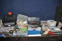 SIX TOOLBOXES AND FOUR PLASTIC BOXES CONTAINING TOOLS including two Eclipse 60mm adjustable