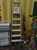 THREE BUNDLES OF GARDEN HAND TOOLS, including shovels, spades, axes, mallets, brushes, rakes, etc,