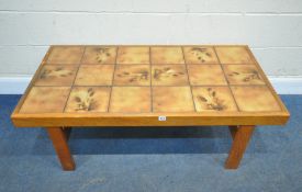 TRIOH 81, A MID CENTURY DANISH RECTANGULAR TILE TOP COFFEE TABLE, length 127cm x depth 66cm x height
