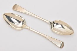 A PAIR OF SILVER GEORGE III 'PETER & WILLIAM BATEMAN' TABLESPOONS, Old English pattern with engraved