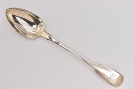 A 'WILLIAM BATEMAN I' SILVER FIDDLE PATTERN BASTING SPOON, engraved monogram to the handle,
