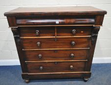 A VICTORIAN MAHOGANY SCOTTISH CHEST, with a drawer to the top, two short over three long drawers,