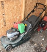 A HAYTER HARRIER 48 AUTODRIVE E/S SELF PROPELLED PETROL LAWNMOWER, with a grass box and two petrol