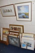 A QUANTITY OF PICTURES AND PRINTS ETC, to include five Sheila Richards landscape watercolours, a