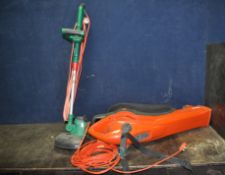 A FLYMO GARDEN VAC PLUS with tatty box and a Qualcast strimmer (both PAT pass and working) (2)