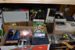 TWO BOXES AND LOOSE AUDIO EQUIPMENT AND VIEWMASTERS, to include a boxed 1980's Video Master