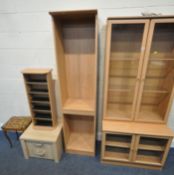 A MODERN DISPLAY CABINET, with two pairs of glass doors, width 80cm x depth 43cm x height 184cm,