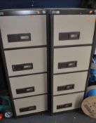 TWO VINTAGE 'EASISCAN' FILING CABINETS with four drawers, lock and key to each, width 47cm, depth