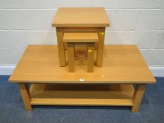MORRIS FURNITURE, A MODERN OAK RECTANGULAR COFFEE TABLE, length 120cm x depth 60cm x height 46cm,