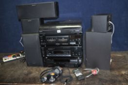 A SONY COMPONENT HI FI SYSTEM comprising of a PS-LX150H turntable, a TC-WR445 dual tape player (
