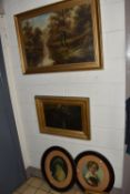 PICTURES AND SUNDRY ITEMS ETC, comprising an early 20th century river landscape signed H. James
