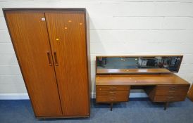 WHITE AND NEWTON, A MID-CENTURY TEAK TWO PIECE BEDROOM SUITE, comprising a double door wardrobe,