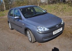 A 2003 VAUXHALL CORSA ACTIVE FIVE DOOR HATCHBACK CAR, in grey with a 973cc petrol engine, five speed