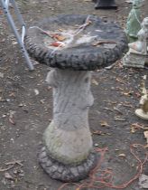 A MODERN CONCRETE BIRD BATH, in the form of a tree stump, height 76cm