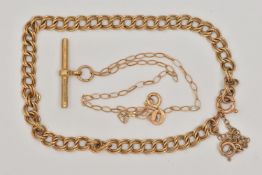 TWO 9CT GOLD BRACELETS, the first a double link bracelet, fitted with a spring clasp and
