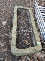 A PERIOD SANDSTONE TROUGH, trapezoidal in shape width 105cm, depth 47cm, height 23cm. Condition
