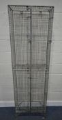 A TALL SLIM FOUR DOOR WIRE LOCKER, width 61cm x depth 32cm x height 198cm, condition report: