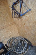 TWO VINTAGE BIKE FRAMES AND WHEELS including Crowther and Barker ' Mercian' 23in frame in original