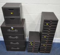 A SELECTION OF FAUX LEATHER DRAWERS, largest cabinet width 45cm x depth 33cm x height 74cm,