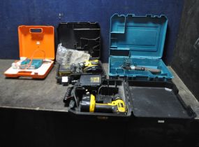 TWO DeWALT DC725 18V DRILLS with cases, two batteries and two chargers, (both PAT pass and working