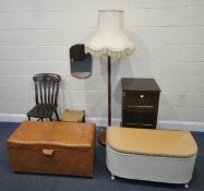 A SELECTION OF OCCASIONAL FURNITURE, to include an oak media cabinet, with a hinged lid and a single